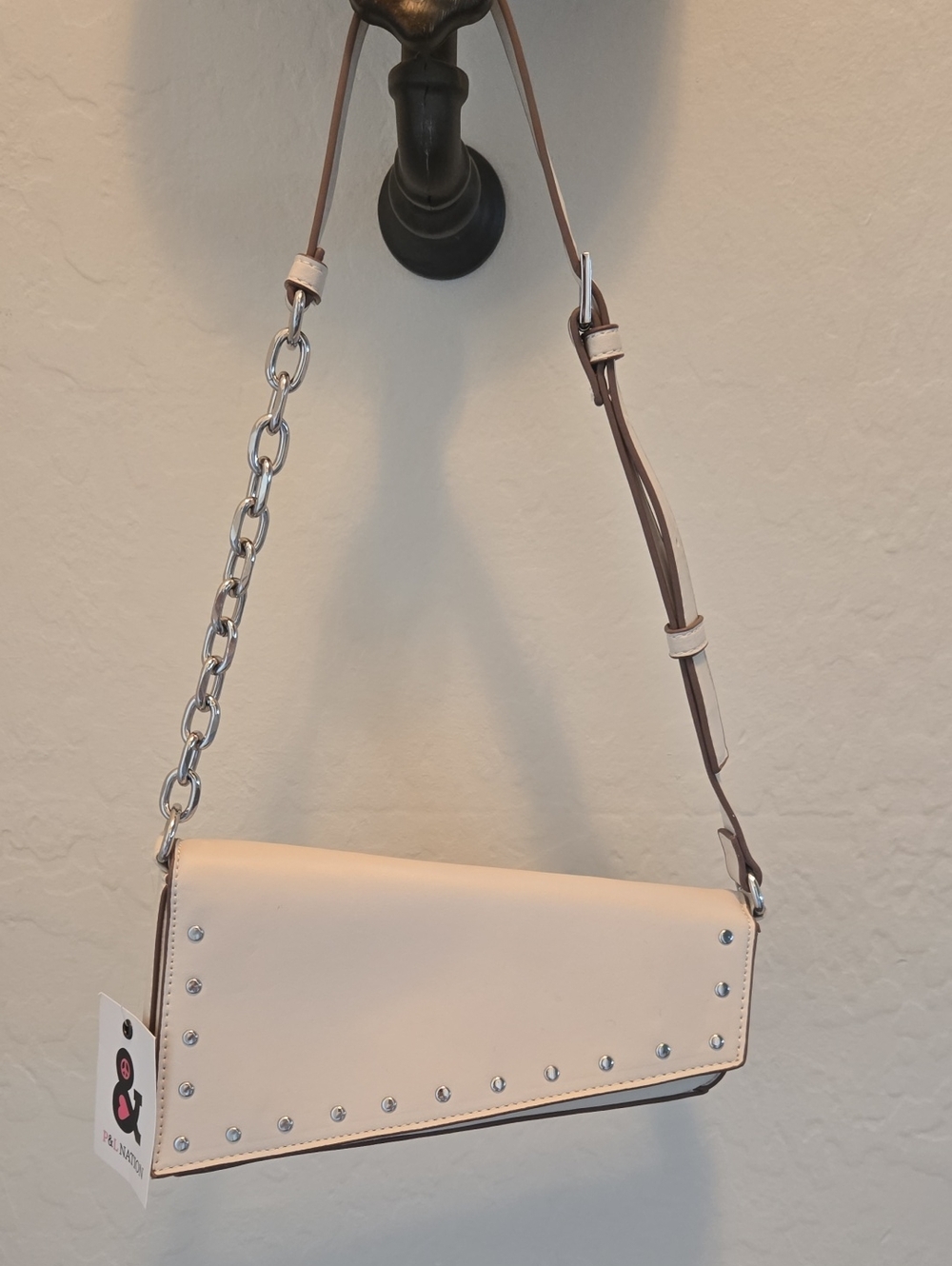 Stud-Trim Cream Crossbody Bag NWT